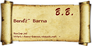 Benő Barna névjegykártya